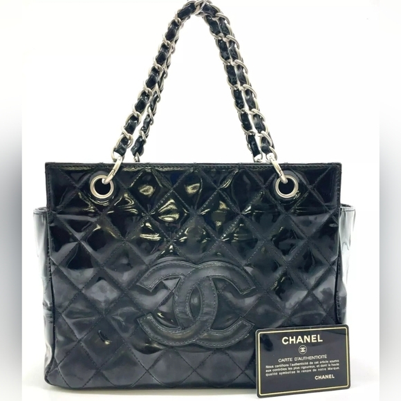 AUTHENTIC CHANEL CC METALASSE PATENT LEATHER TOTE BAG EXCELLENT CONDITION! - Picture 1 of 11